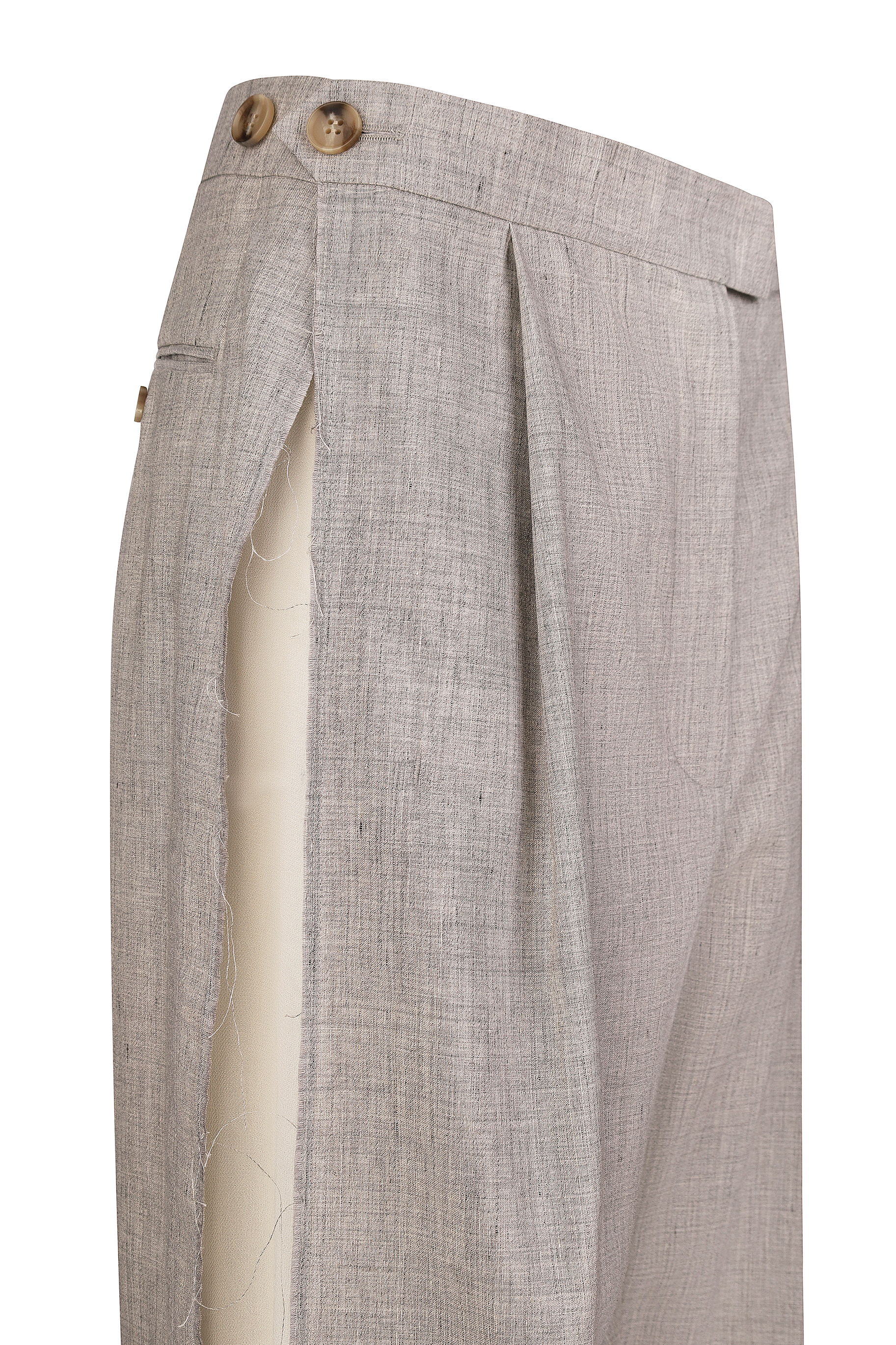 PANTS WITH FRAYED-EDGE SIDE STRIPES