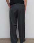 PLEATED WOOL-BLEND WIDE-LEG PANTS