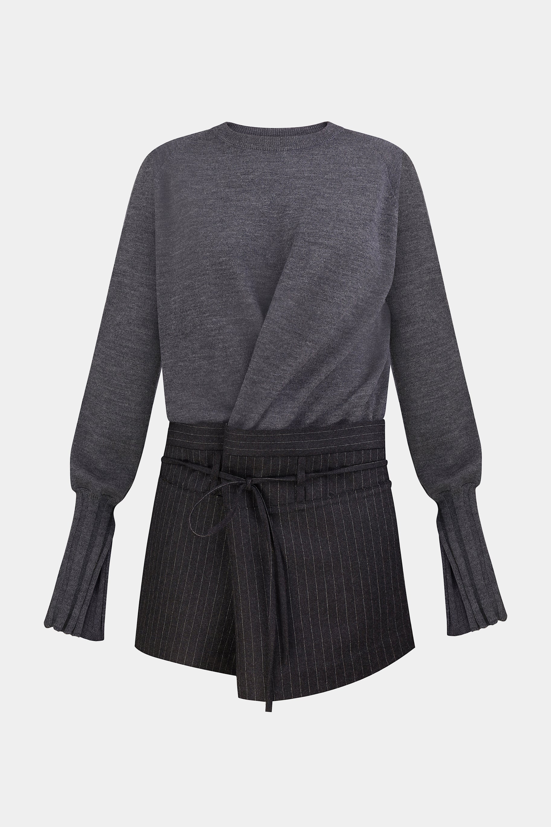 WOOL SWEATER WITH SUITING OVERLAY