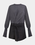 WOOL SWEATER WITH SUITING OVERLAY