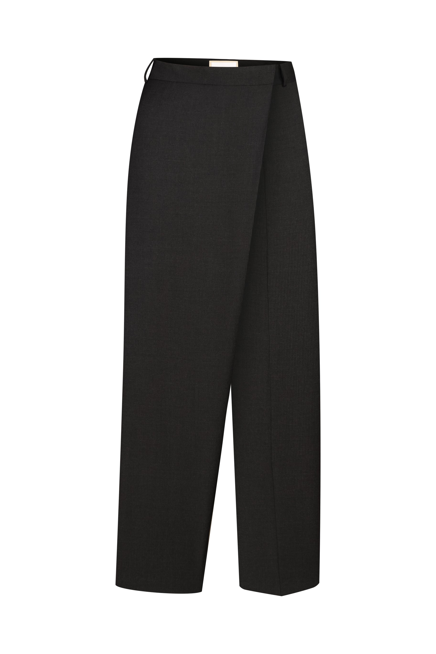 PINSTRIPED DECONSTRUCTED OFFSET-ZIP PANTS