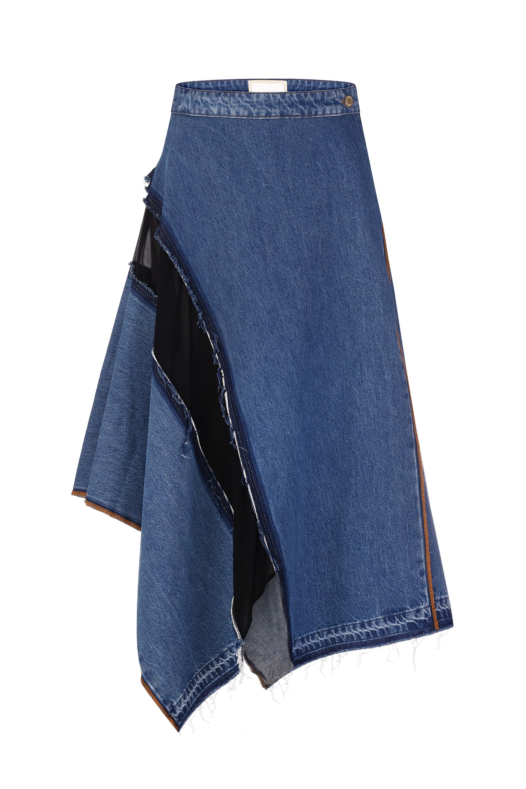 ASYMMETRIC DENIM MAXI SKIRT
