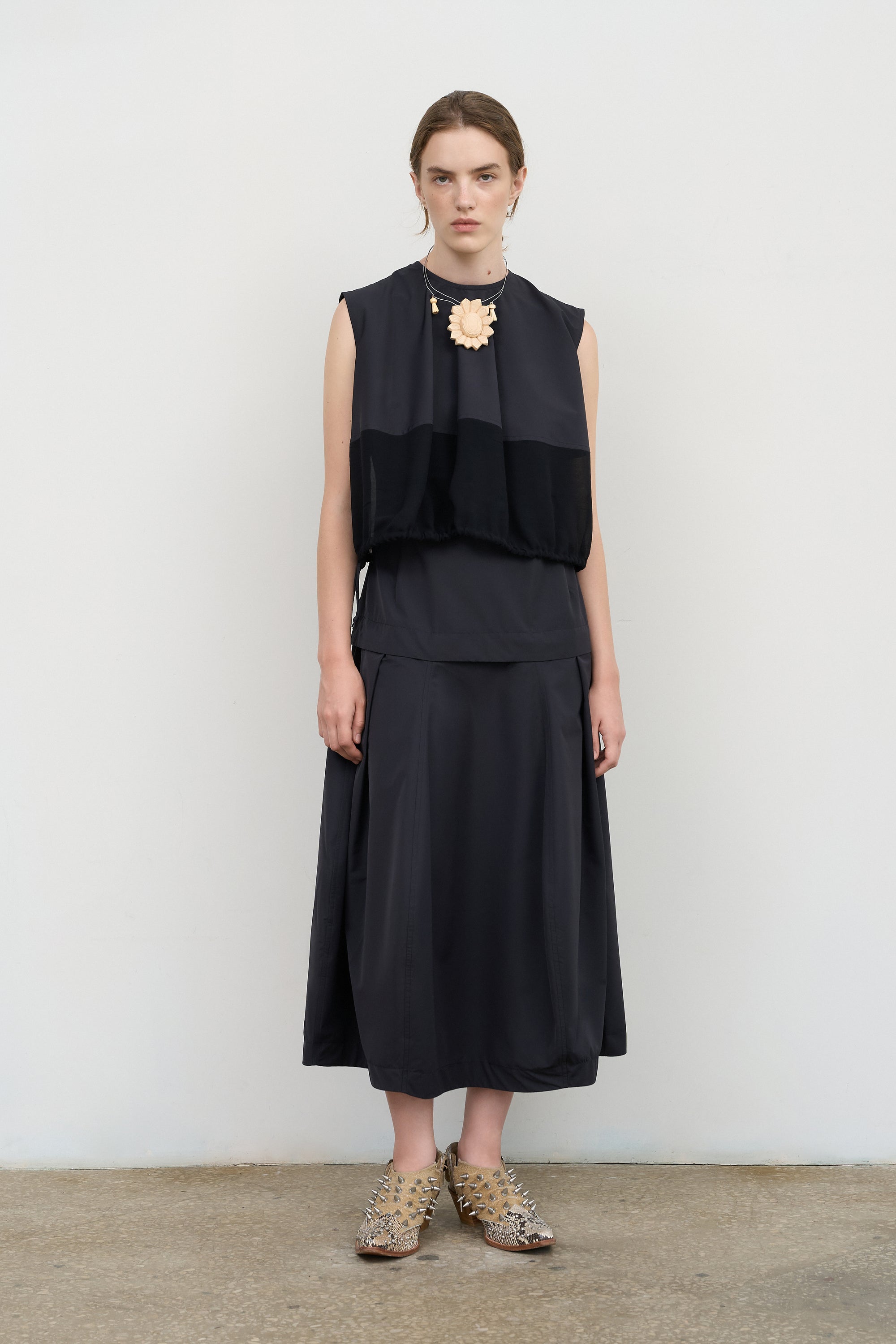 STRUCTURED MAXI DRESS WITH CHIFFON PANELS Litkovska STRUCTURED MAXI DRESS WITH CHIFFON PANELS Litkovska