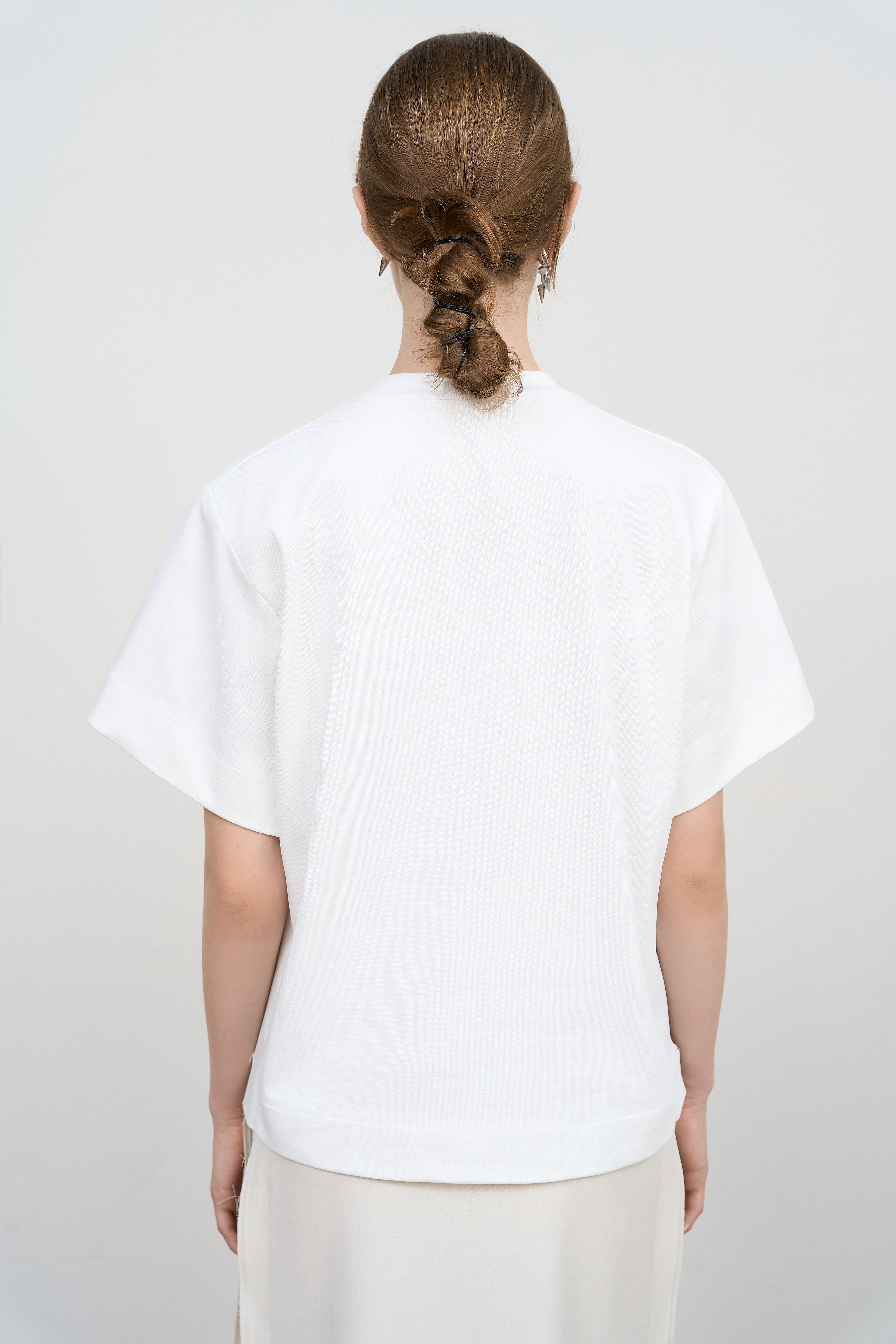 【LITKOVSKA】 WOMEN T-SHIRT COTTON T-SHIRT WITH SIDE CHIFFON STRIPES – Litkovska