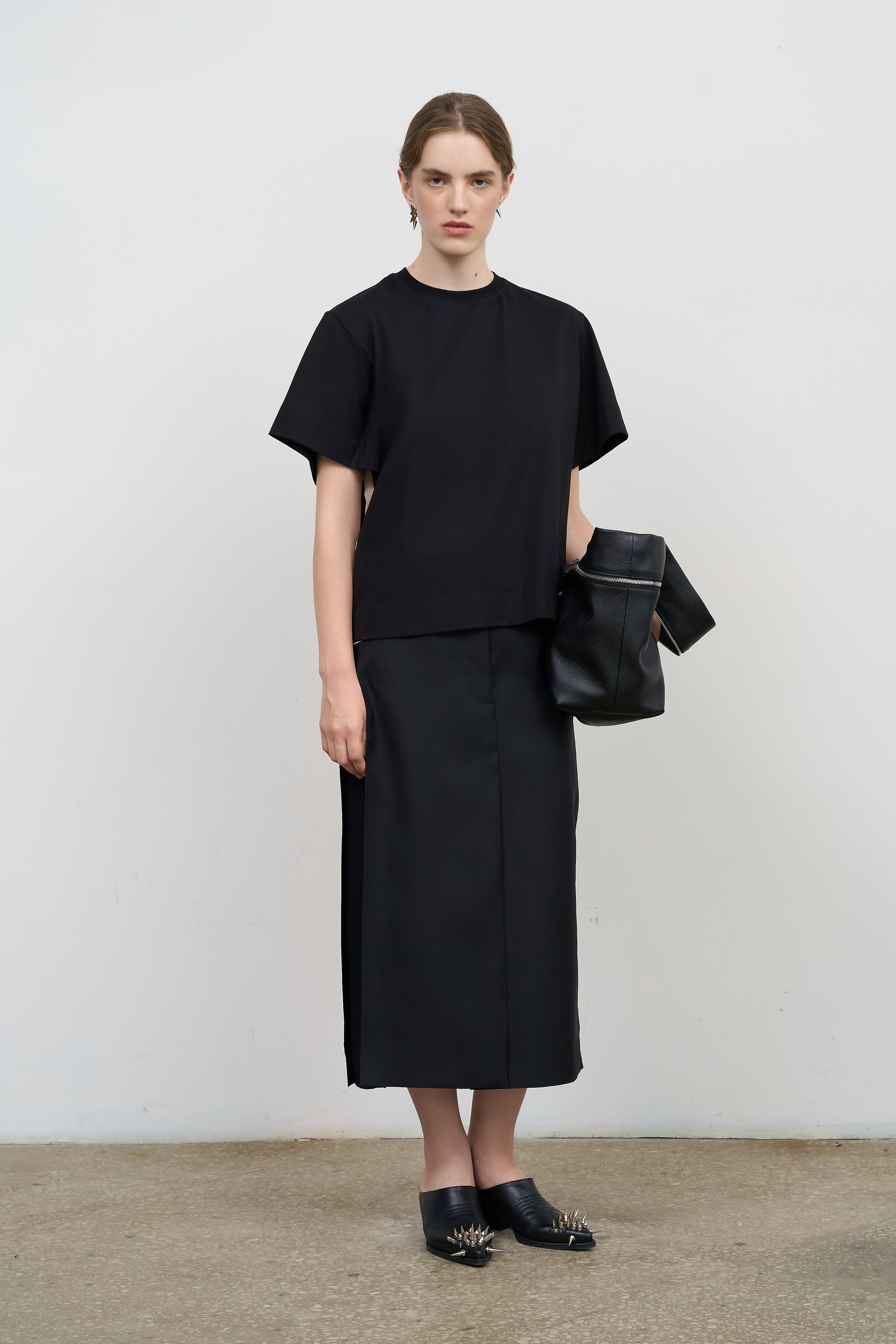 COTTON T-SHIRT WITH SIDE CHIFFON STRIPES – Litkovska