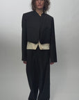 DOUBLE-LAYER DECONSTRUCTED CROPPED JACKET