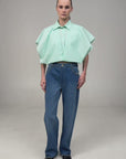 DECONSTRUCTED COTTON POPLIN SHIRT IN MINT