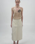 SKIRT WITH FRAYED-EDGE SIDE STRIPES