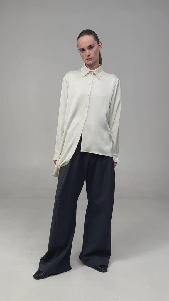 LAYERED BLOUSE WITH SCARF DETAIL IN IVORY