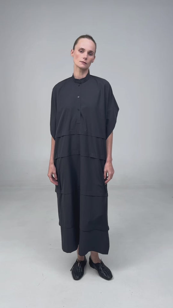 MIDI DRESS WITH CAPELET DETAIL