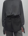 WOOL SWEATER WITH SUITING OVERLAY