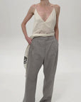 PANTS WITH FRAYED-EDGE SIDE STRIPES