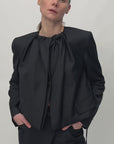 CROPPED DRAPED-NECK JACKET