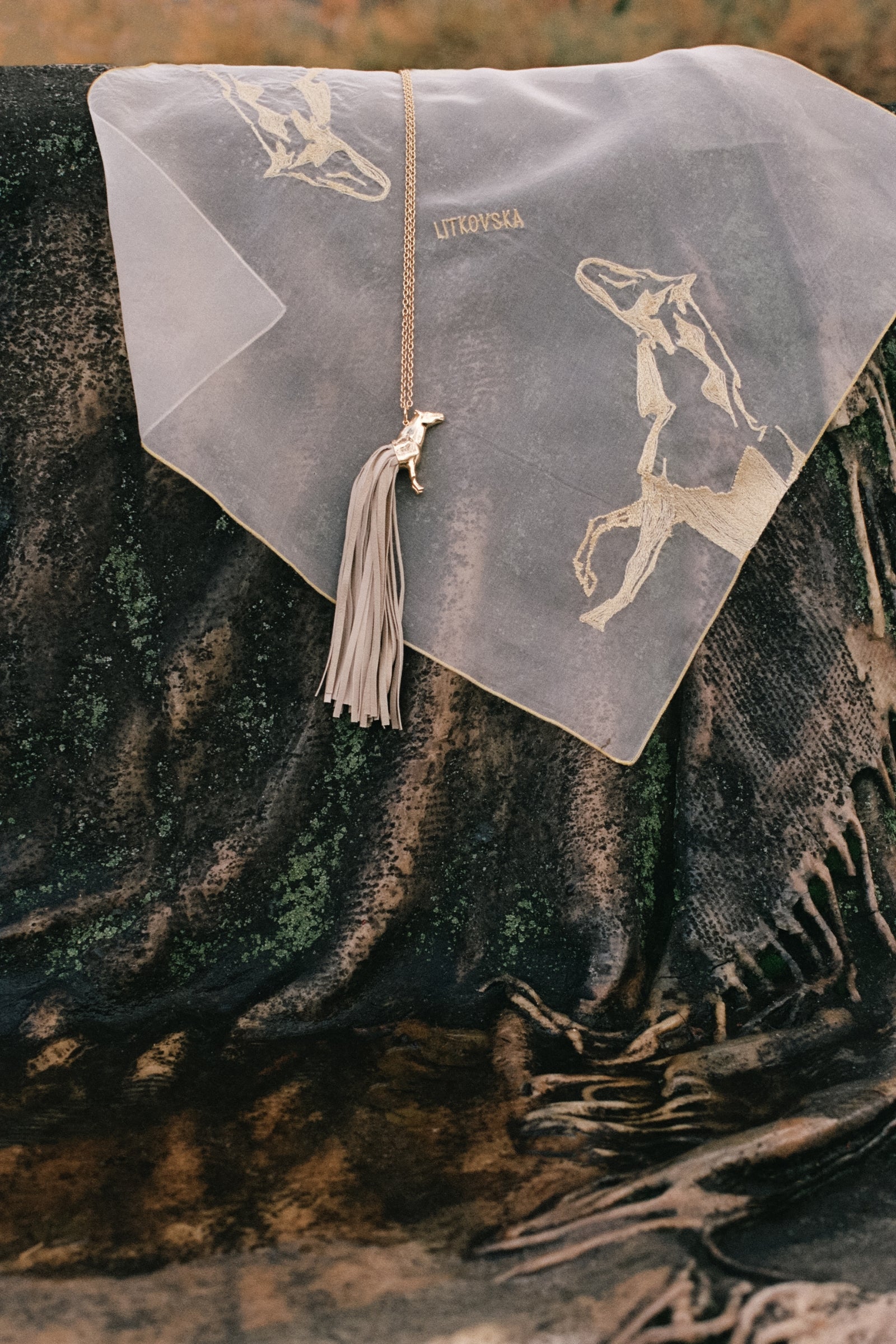 Spirit Silk Scarf with Embroidery